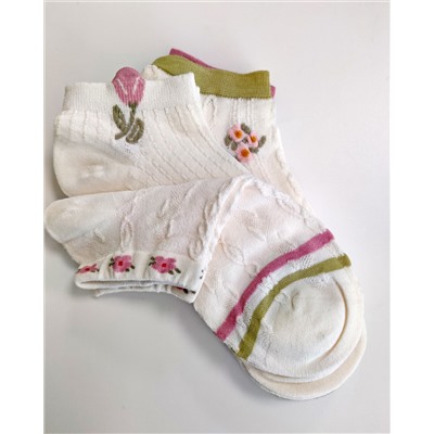 Короткие носки р.35-40 "Flowers" Комплект - 5 пар