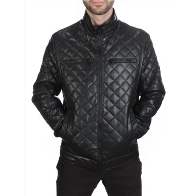 A198 BLACK Куртка из эко-кожи мужская (50 гр. синтепон)