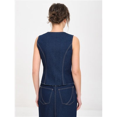 Жилет джинсовый тёмно-синего цвета