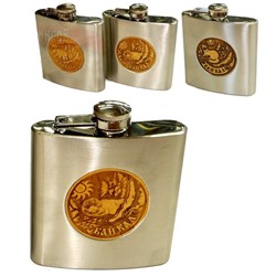 Фляжка Байкал Нерпа (металл, береста)  5oz  9*9 см в/к