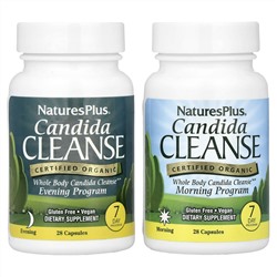 NaturesPlus, Очищение от кандиды, программа на 7 дней, 2 бутылочки по 28 капсул
