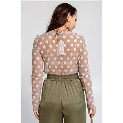 Лонгслив АВ-08 горох на бежевом