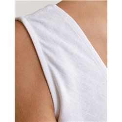 Свободный топ с U-вырезом изо льна с вискозой по косой