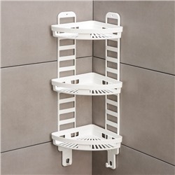 Полка для ванной угловая Альтернатива «Трансформер», 3 яруса, пластик, 25×18×58 см, белая
