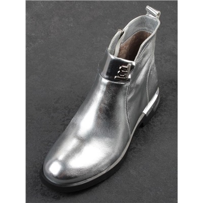 01-B48B-87C GREY/SILVER Ботинки демисезонные женские (натуральная кожа, байка)