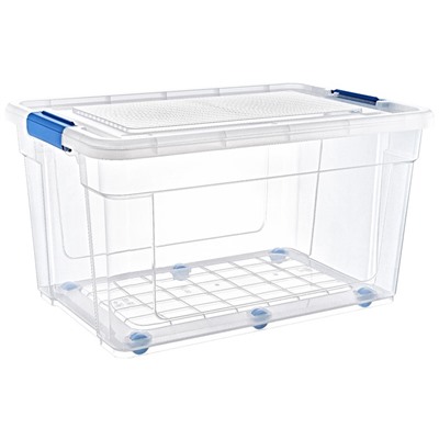 Короб для хранения вещей StorMax Glassy HobbyLife 55 л, прозрачный, на колесиках