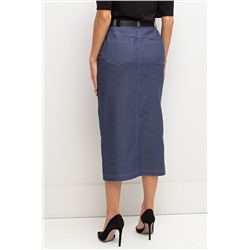 Юбка-карандаш джинсовая тёмно-синяя с разрезом Изольда №1