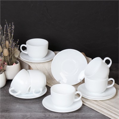 Чайный набор 12 предметов 220 мл белый GRAY- CB210 GD55-6A (WHITE) (уп8)
