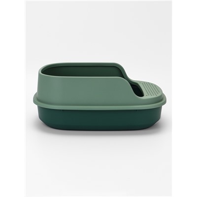Лоток для кошек Фур-Мур 48×35.5 cм с высоким бортом + совок, Soft-touch, изумруд