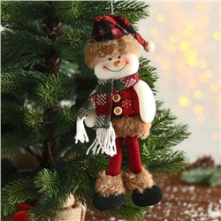 Игрушка мягкая «Снеговик в клетку» 8×29 см, красно-коричневый