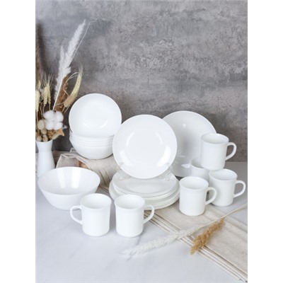 Столовый набор 25 предметов Дэй с кружками 300 мл 19 FLYGP8575672 CB300-6 (WHITE)