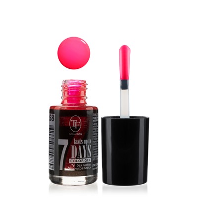 Триумф tf Лак-Гель без UF лампы Color gel lasts up to 7 days 258 Красный с блестками 49789