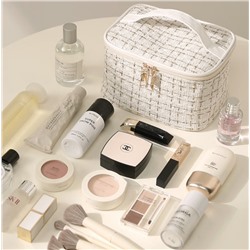 Косметичка твидовая на молнии с ручкой, 20*14,5*13 см.