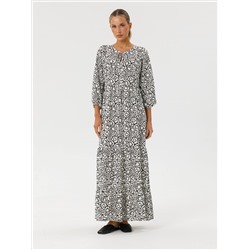 Платье ярусное с принтом