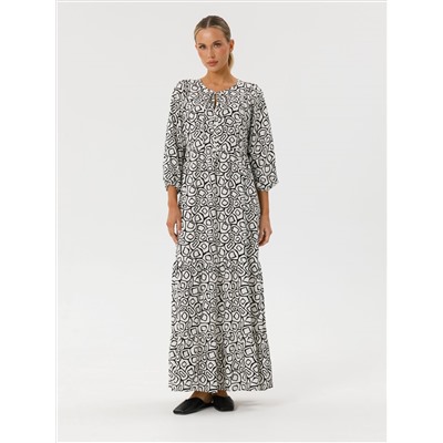 Платье ярусное с принтом