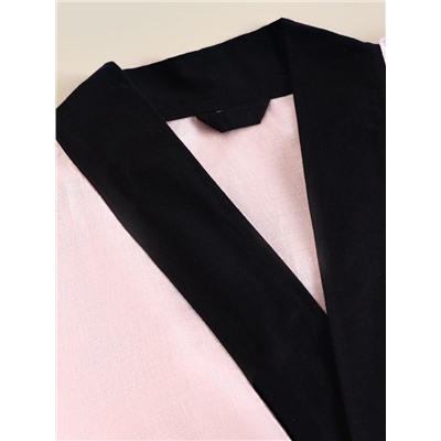 Халат женский длинный SL HOME Rose-52, лён 100%, розовый