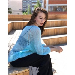 Джемпер паутинкa удлиненный, Голубой