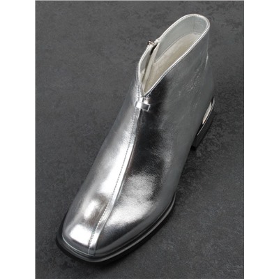 01-B50B-96C GREY/SILVER Ботинки демисезонные женские (натуральная кожа, байка)