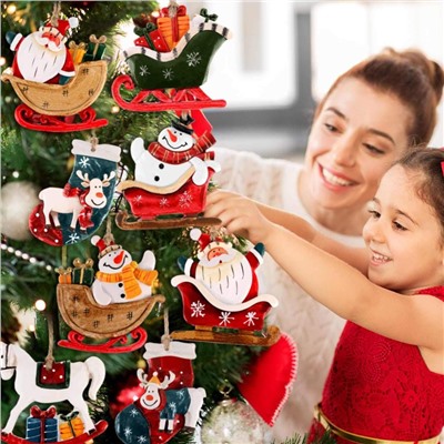 Набор деревянных игрушек на ёлку 16 штук.