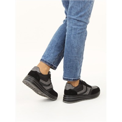 03-A1003-4 BLACK Кроссовки женские (натуральная кожа, натуральная замша)