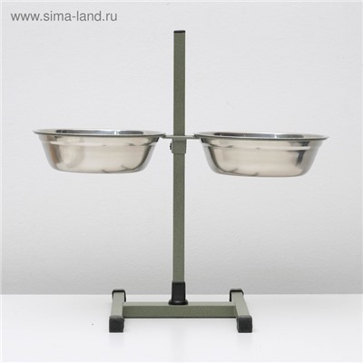 Подставка с мисками, 2×2 л, высота 50 см, разборная, зелёная