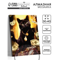 Алмазная вышивка полное заполнение «Кот на удачу», на раме 30×40 см