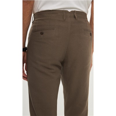 Брюки лен F211-0854 l.brown