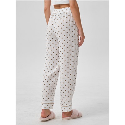 Брюки белые в сердечко с карманами
