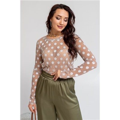 Лонгслив АВ-08 горох на бежевом