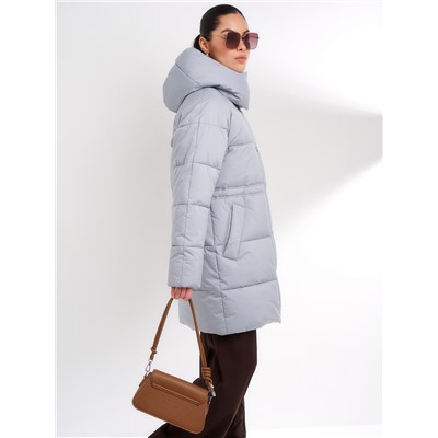 Пуховик женский серо-голубой