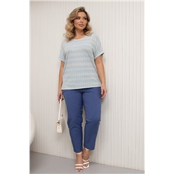 Блузка трикотажная голубая с принтом Селеста №15