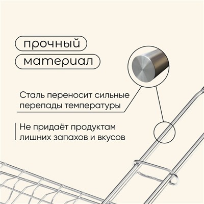 Решётка - гриль для рыбы maclay, 25x34 см, нержавеющая сталь, для мангала