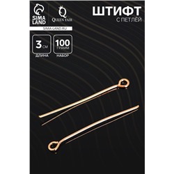Штифт с петлёй СМ-1083, 3 см, (набор 100 гр), цвет золото