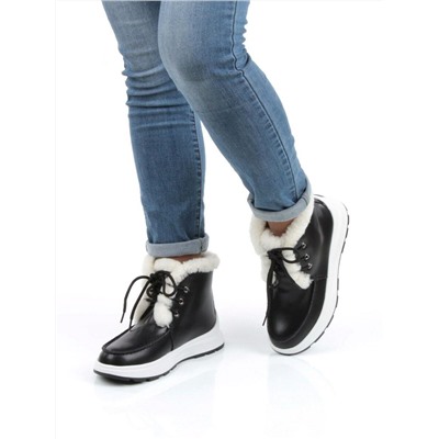 11-P5 BLACK Ботинки зимние женские (натуральная кожа, нат. мех и шерсть)