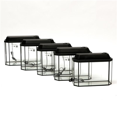 Комплект аквариумов «Матрешка» - 5 шт., Панорамные с крышками, 15 л, 20 л, 25 л, 30 л, 40 л