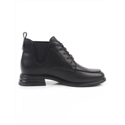 01-M43-23 BLACK Ботинки демисезонные женские (натуральная кожа, байка)