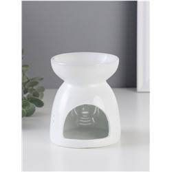 Аромалампа для эфирных масел «Голова Будды», керамика, белый, 8×8×9.3 см
