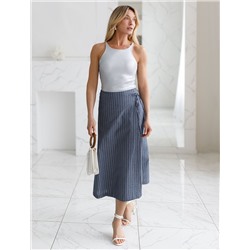 Топ с закрытым декольте из хлопка с эластаном в рубчик с матовым покрытием металлик