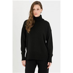 Водолазка вязаная чёрная с длинными рукавами