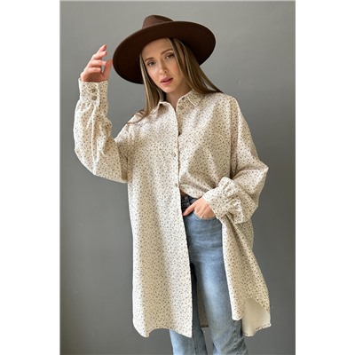 Рубашка женская  HUG077/02/Молочный, коричневый