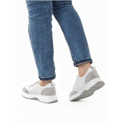 03-YC527-2 WHITE/GRAY Кроссовки женские (натуральная кожа)