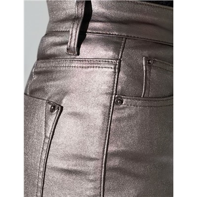 Юбка карандаш металлик средней длины с разрезом из эластичного денима