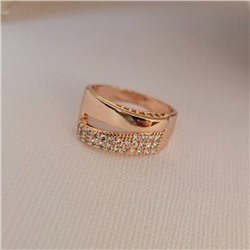 Кольцо 17 р ювелирная бижутерия коллекция "Дубай", покрытие позолота, вставка: фианит, цвет: прозрачный, арт.414.073-17