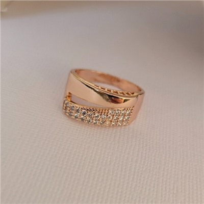 Кольцо 17 р ювелирная бижутерия коллекция "Дубай", покрытие позолота, вставка: фианит, цвет: прозрачный, арт.414.073-17