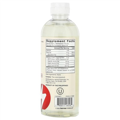 Jarrow Formulas, масло MCT, с нейтральным вкусом, 591 мл (20 жидк. унций)