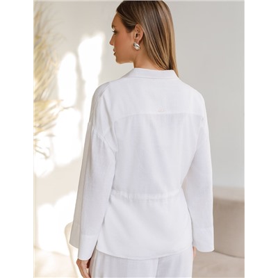 Свободная блузка с кулиской на талии изо льна с вискозой