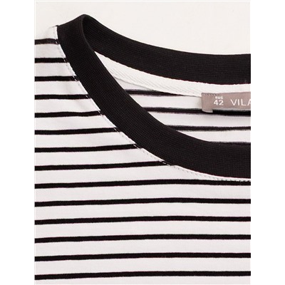 Свободная футболка в черно-белую полоску с принтом из премиального хлопка с эластаном
