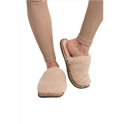 Шлёпанцы меховые РОДИНА, цвет Карамель