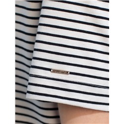 Свободная футболка в черно-белую полоску с принтом из премиального хлопка с эластаном