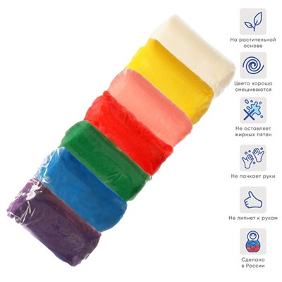 Тесто для лепки «Игротека», 7 цветов по 60 г, в пластиковом ведре